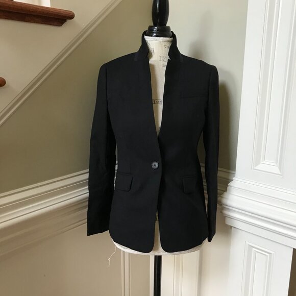 NWT JCrew Regent Blazer Jacket Womens 4 Black Wool Flannel B0323 Long Sleeve NEW - Picture 4 of 12